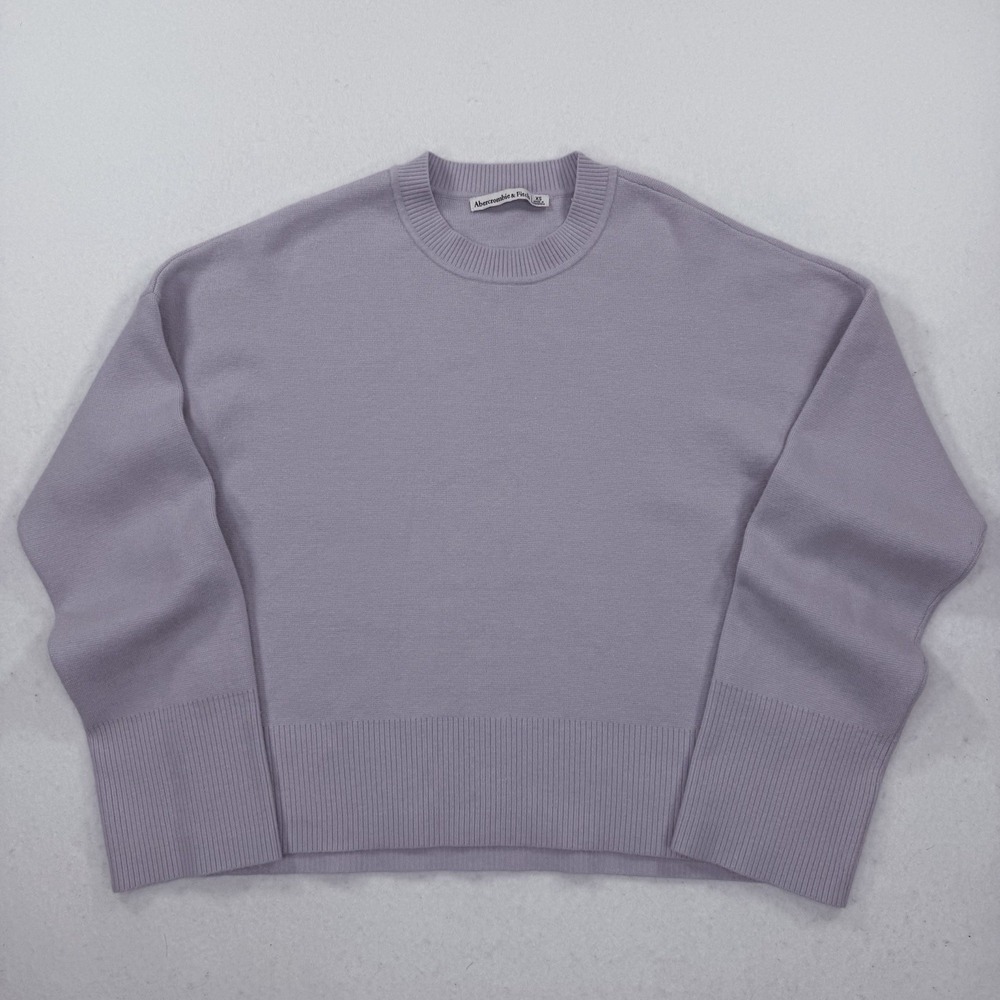 Abercrombie & Fitch Knit Sweater Womens XS Purple Boxy Mock Neck Soft Touch